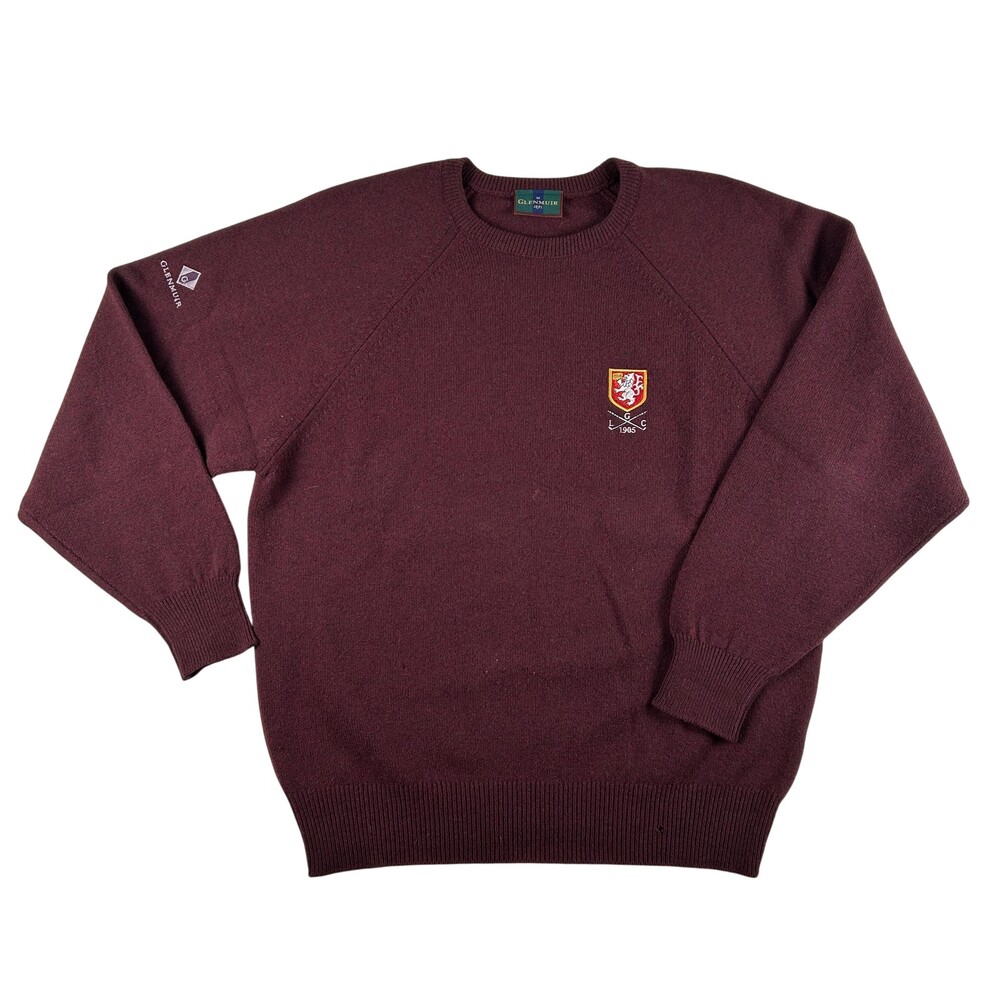Glenmuir 1891 Sweater Mens Medium Lambswool Crew Neck Golf Crest Knit Pullover